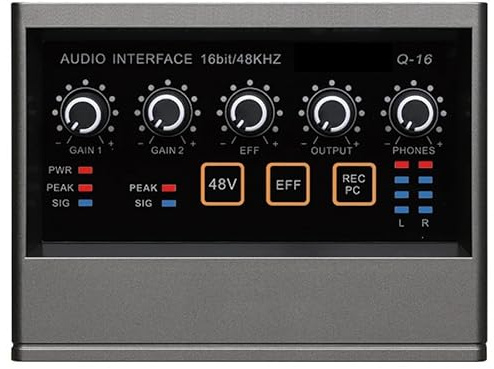 YQVEOT Audio Mixer, Q16-Schnittstelle for die Aufnahme von Computern. Kostenloses Laufwerk, Externe USB-Soundkarte for PC