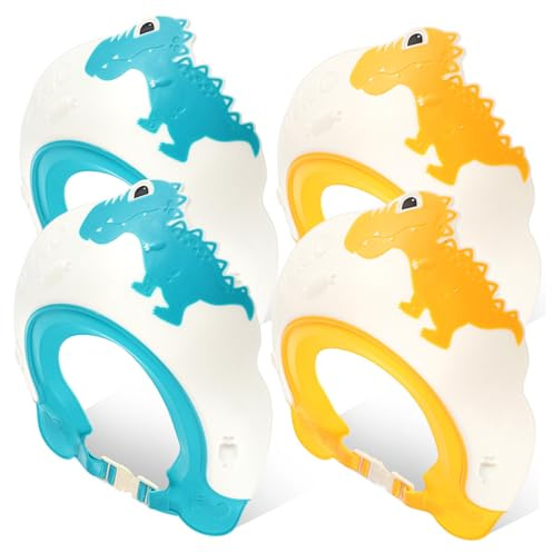 HEALSOPTHY 4stücke Pack Verstellbare Duschhaube für Junge Mädchen und Kleinkinder Haarwaschschutz mit Cartoon-design zum Baden Haarewaschen für Kleinkinder