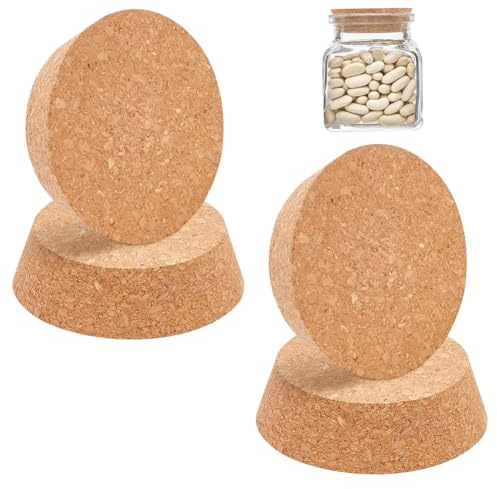 BENECREAT 4 Pcs Large Cork Bottle Stoppers, 3.5~4.3 Inch/9~11cm Tapered Cork Plugs for Wine Bottle, Carafes, Pottery, Beer Glass Bottle, Craft DIY Decor, 3cm/1.18 Inch Thick