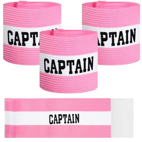 Skrfren 3PCS Pink Captain Armbands, 3.5X11.5 Inch Pink Soccer Captain Armband Adjustable Leader Armband Team Sport Armbands Football Basketball Player Band for Adult Youth Soccer Volleyball Team