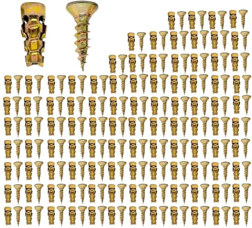 6×14mm Short Expansion Screw Set,Hinge Repair & Stripped Thread Restoration for Cabinet,Heavy Duty Anti-Rotational Expansion Anchor Screws,Short Expansion Wall Anchors (60 set)