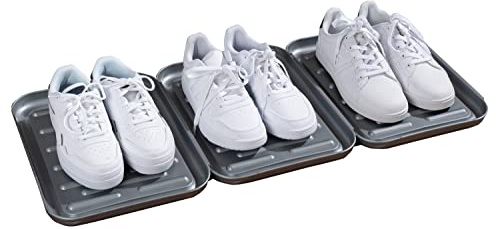 3er-Set Schuhabtropfschalen Schuhablage Schuhtablett Abtropfschale | Kunststoff | Grau | je 35x27 cm
