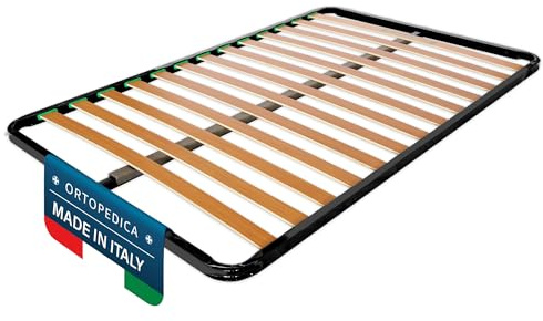 DOLCI SOGNI Rete 120x190 a Doghe Ortopedica, Letto alla Francese con Doppia Barra Centrale di Rinforzo, 4 Piedi Letto Smontabili, Struttura Letto Interamente in Ferro 100% Made in Italy
