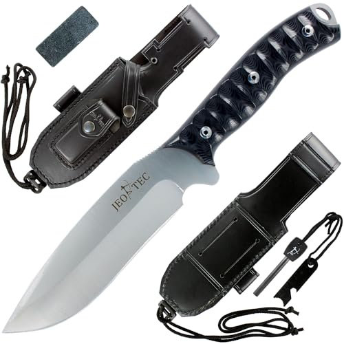 JEO-TEC Nº9 Outdoor-kniv Survival Bushcraft Camping Vandring jakt och fiskekniv - MOVA stainless steel - Mikarta/Kokobolo-trähandta - Gjord i Spanien