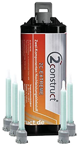 2Construct EXTREME 2K Hochleistungsklebstoff, Topfzeit 5-7min, 50g, Kartusche mit 5 Mischdüsen