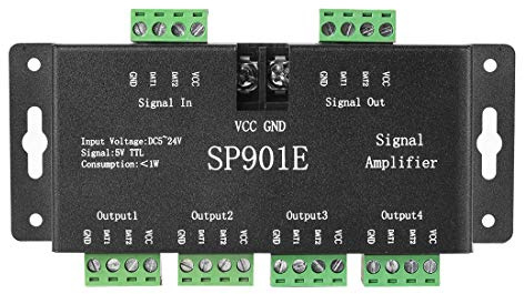 BTF-LIGHTING SP901E LED Pixel WS2812B WS2811 SPI Signal Amplifier Repeater für WS2813 SK6812 WS2815 WS2801 SK9822 RGB Adressierbarer LED Streifen und Dream Color Programmierbares LED Matrixfeld | Für FCOB RGB WS2811 SK6812 WS2815 WS2814 adressierbare LED Streifen sowie für programmierbare Matrixpanels