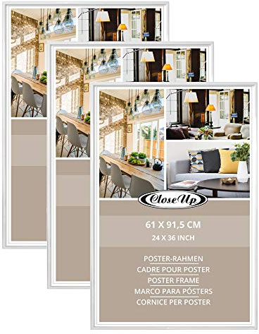 Close Up Posterrahmen-Set 3 STK. 61x91,5 cm weiß - Wechselrahmen für Maxi Poster, Qualitäts-Bilderrahmen, bruchsichere PVC-Scheibe