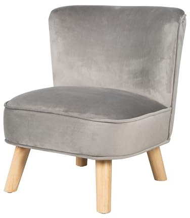 roba Kindersessel Lil Sofa - Bequemer Sessel für Mädchen & Jungen - Stabile Holzfüße - für Baby & Kinderzimmer - Stoff aus Samt - Grau
