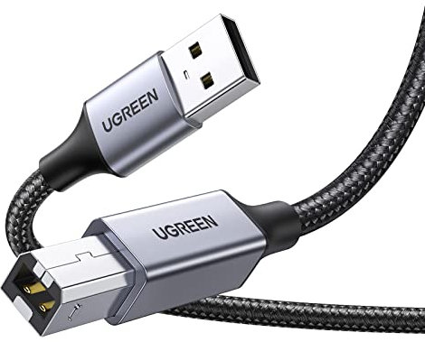 UGREEN Druckerkabel USB 2.0 Typ B USB Kabel USB A auf USB B Printer Cable Kompatibel mit HP, Canon, Epson, Lexmark, Dell, Brother (1m)