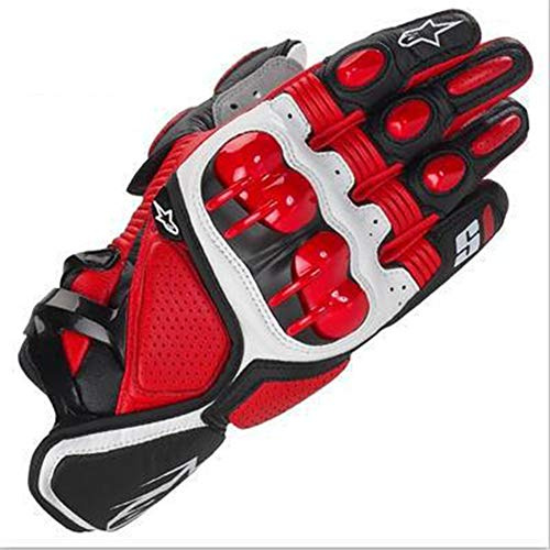 Gants Moto Hiver ~ Gants Moto Homologué Cuir Tactile pour Homme et Femme avec Protection Articulaire et Anti Dérapant, Toute Saison Shot Gant pour Ete Hiver Ski Escalade Chasse VTT Combat,Rouge,XL