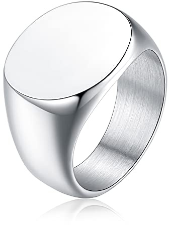 FaithHeart rostfritt stål kvinnor män sigillring med namn datum gravyr glänsande polerad band ring med presentask, Rostfritt stål