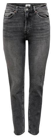ONLY Women's Onlemily Stretch HW ST ANK CRO718 NOOS Jeans, Dark Grey Denim, 30/30