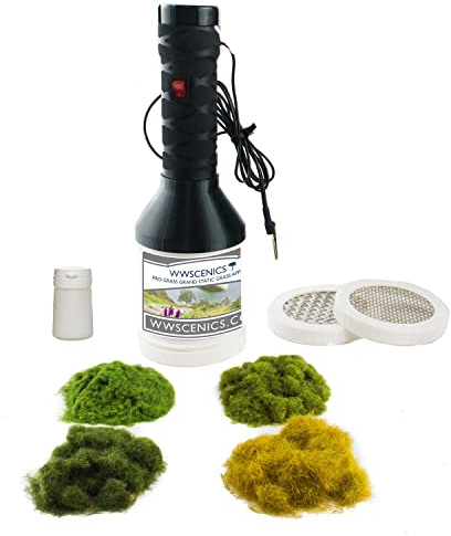 WWS War World Scenics WWScenics Pro Grass Grand Begrasungsgerät Starter Set - Modellbahn Modellbau Modell Diorama Tabletop Gelände Geländebau Landschaft Landschaftsbau Streugras Statische Grasfasern