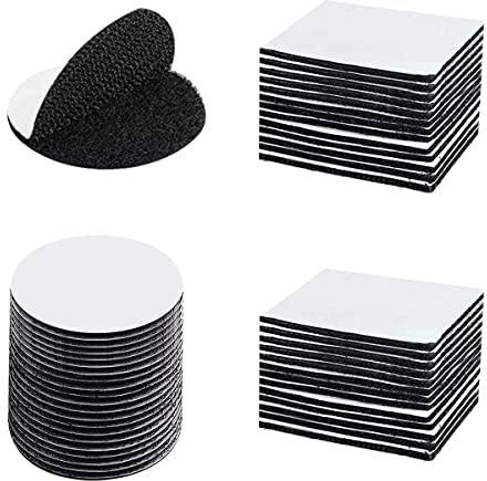 Klebepads Doppelseitig,Klettband Selbstklebend 60 Stück Doppelseitige | Schaumstoff Pads,Doppelseitiges Klebeband Extra Stark,Quadratisch und Rund Klettverschluss Selbstklebend Schwarz