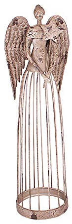 Gartenengel Statue Dekor Rustikale Metallengel Skulptur Hofkunst Outdoor | Antikes Akzent-Geschenk, Urlaub, Veranda, Terrasse, Heimdekoration, 66 cm (Stern)