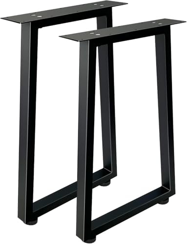 QLLY Set di gambe da tavolo trapezoidali in metallo 71,1 cm per l'home office (71,1 cm, nero)
