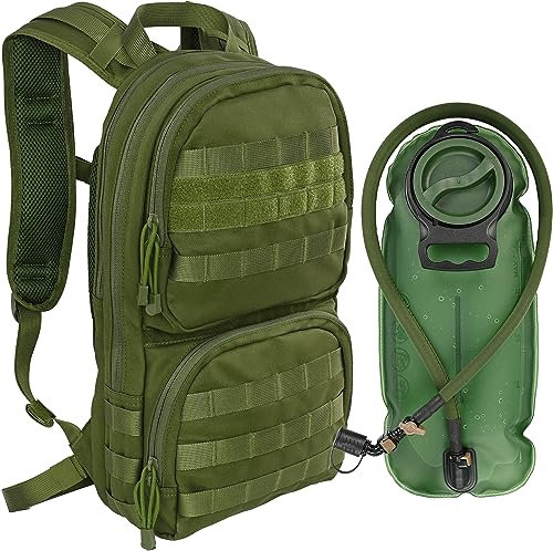 MARCHWAY Taktischer Molle Trinkrucksack mit 3L TPU Wasserblase, Militärrucksack für Rucksackreisen, Wandern, Laufen, Radfahren (Grün)