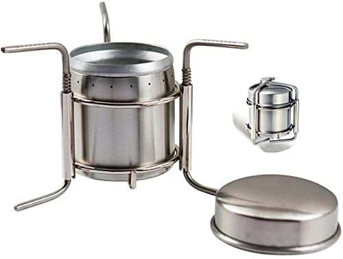 LOERSS Mini-Alkoholkocher für draußen,tragbarer Ofen-Alkohol-Heizung,Mini-Camping-Heizung,klappbarer Camping-Brenner,für Camping-Picknick im Freien,Kochen oder Wandern (Silber),Silver