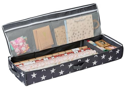 LOVE IT STORE IT Organizer Carta Da Regalo e Accessori - Porta Rotoli, 20 Capacità - Grigio Stellato - Durevole - 90x30x12 cm