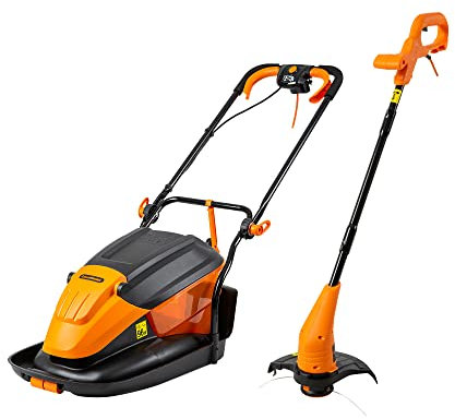 LawnMaster 1500W 33cm Electric Hover Mower with Grass Collection Box and Strimmer Set (350W 2-in-1 Grass Trimmer and Edger) 2 Year Guarantee
