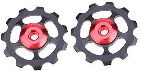 Gogogmee 2stücke Teiliges Mountainbike Schaltwerksrolle Zähne Aluminiumlegierung Langlebig Schwarz Rot Passend Hinten Für Effiziente Kettenführung Und Einfache Montage