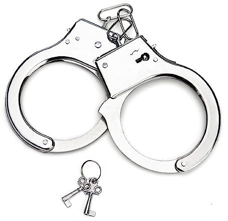 CRLLDPM Handschellen für Kinder, Polizei Handschellen aus Edelstahl mit 2 Schlüssel, zum Räuber und Gendarm Spielen,Handschelle Polizei Spielzeug Handschellen Kinder Metall für Fasching und Karneva