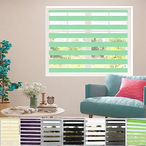 Verdunklungsrollo Thermorollo 110x150cm Sonnenschutz und Sichtschutz, Rollo für Fenster, Zebrarollo Seitenzugrollo inkl. Montagematerial, für Fenster, Grün