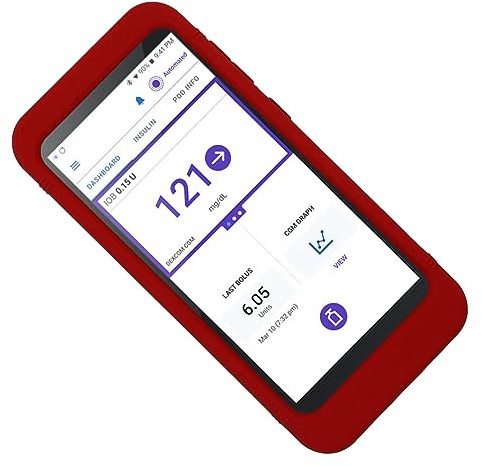 Premium Silicone Case (More fit/More Coverage/More Protection) for Omnipod 5 Receiver (Continuous Glucose Monitoring) (RED)