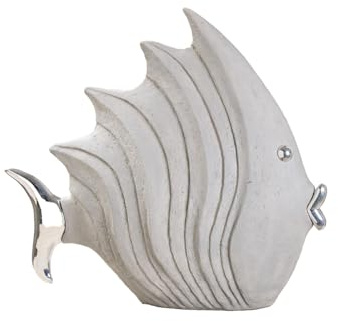Casablanca Dekofigur Fisch, Grau, Stein-Optik, H. 26 cm, Maritime Deko | Maritime Fischfigur in Stein-Optik Grau-Silber – Deko für Wohnzimmer, Bad & Gäste-WC, tolle Geschenkidee Strand-Flair