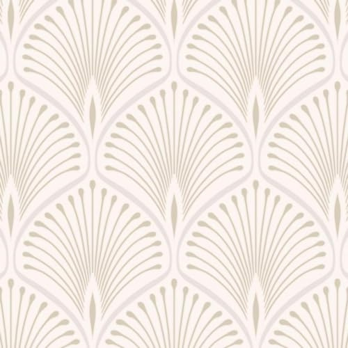 Grand Hotel Art Deco Fan Cream Metallic Gold Wallpaper - Glamorous Luxury - Textured Paste The Wall Vinyl