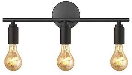 Chao Zan Retro Wandleuchte Vintage Schwarz Bad Spiegelleuchte LED Badezimmer Wandlampe Innen Lampe Industrial Innen Lampenschirm Metall Wand-beleuchtung mit 3 E27 Fassung Leselampe Badlampe Korridor