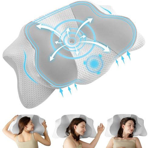 Uniency Orthopädisches Kissen mit Memory Foam Antischnarchkissen Nackenstützkissen Ergonomisches Kopfkissen Schlafkissen für Seitenschläfer, Rückenschläfer&Bauchschläfer (Grau)