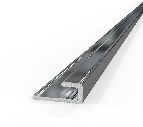 AUPROTEC Aluminium Profile End Profile High Gloss Polished 100 cm End Profile Aluminium Back Panel Connection Profile for 3 mm Shower Back Walls Wall Cladding Profile Strips for Kitchen Back Wall