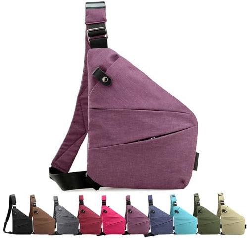 Diebstahlsichere Tasche Damen, Flexr-Tasche, Anti Diebstahl Tasche Damen, Diebstahlsichere UmhäNgetasche, Tasche Anti Diebstahl Damen (Purple,Linke)