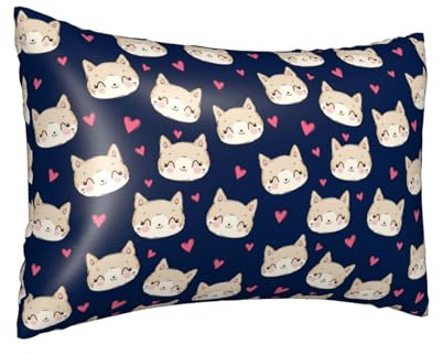 Federa per cuscino in seta per capelli e pelle, con stampa a blocchi di cuore, federa in raso con cerniera, 50,8 x 76,2 cm, con cerniera, regalo per donne e uomini