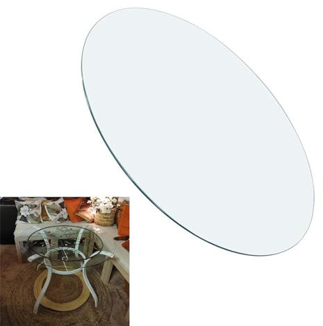 Tischplatte Gehärtetes Glas Tisch Glasplatte Platte Esstisch, Round Glass Panel, Table Top, Tempered Glass DIY Table, für Esstische, Couchtische, Schreibtischplatten für Das Büro(Size:45CM(18INCH))