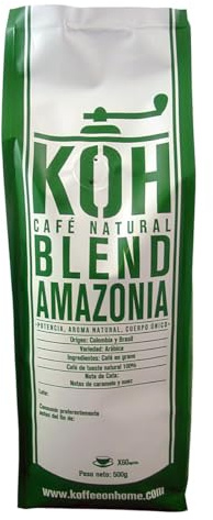 KoffeeONHOME Café en Grano 100% Arábica, Blend Amazonia, Tueste Natural - 500 g