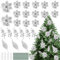 JULBEAR 25 Pcs Christmas Glitter Poinsettia Artificial Flowers, Christmas Tree Flower Decorations and Berry Leaves for Xmas Wreath, Wedding Party Decorations (Silver)