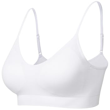 Comfyin Bustier dam vadderad sportbehå set utan bygel, yoga-bh, topp 3-pack, (Ingen vadderad) 1 x vit, XS