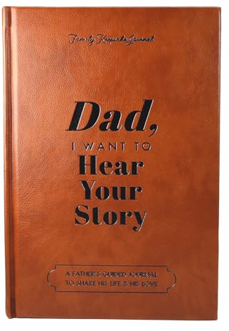 DXZZM Dad, I Want to Hear Your Story: Journalbok, en farsguidad dagbok för att dela hans liv och hans kärlek, svart guld foliebokstäver, läderinsvept inbunden, bärbar dagbok för pappa födelsedag