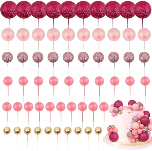 LARDUX Lot de 60 boules de décoration de gâteau - Décoration de gâteau DIY - Mini ballon - Pour enfants, garçons, anniversaire, fête prénatale, mariage