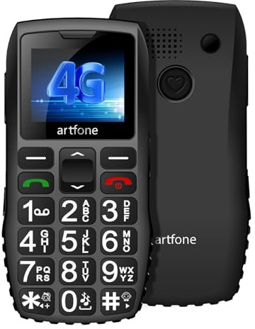 artfone C1+ 4G Seniorenhandy Ohne Vertrag,Tastenhandy mit SOS Notruftaste,große Tasten,Kurzwahltasten,Freisprechfunktion,große Schrift,1,77 Zoll Farbdisplay,Ladestation
