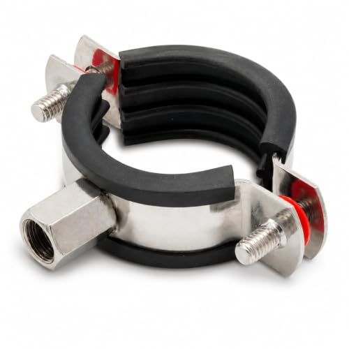 Edelstahl Rohrschelle mit Gummieinlage 40-43 mm (für 1 1/4 Zoll Rohr) Ideal für Heizung, Sanitär, Gas, Wasserrohre, Lüftung & Industrie