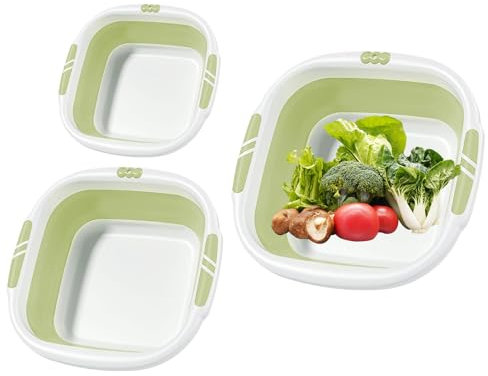 Vasca da bagno salvaspazio, lavabo pieghevole, lavello multiuso resistente, contenitore pieghevole leggero con manici, vasca multiuso per lavanderia, bagnoschiuma, lavaggio viso, frutta, 39 x 14 cm