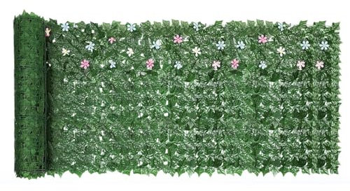 Recinzione vegetale di privacy edera - Pannello vegetale artificiale decorativo 1 x 3 m - Realistico per separazione di terrazza, recinzione commerciale, area animali e balcone