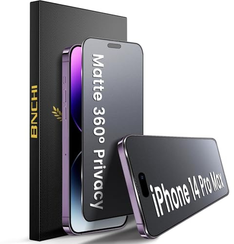 BNCHI 2 Stück 360° Matt Privacy Schutzfolie für iPhone 14 Pro Max für Panzerglas Sichtschutz, 4 Way Blickschutz Panzer Folie Glas, Anti-Fingerabdruck, Blendschutz, 9H Matte