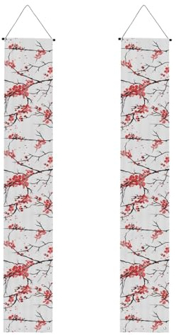 Delicadas flores de cerezo impresas, telón de fondo para puerta, ideal para interiores y exteriores, fácil instalación