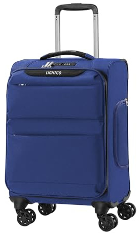 LIGHTGO Maleta de Cabina Blanda 20 - Diseño Expandible y Ruedas Giratorias 360° - para Viajes Cortos y Largos - Color Azul Marino