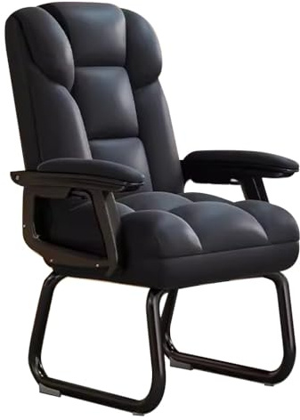 Ergonomisk kontorsstol utan hjul spelstol för sovrum avslappnande loungestol fristående arbetsstol snygg svart komfort sittplatser