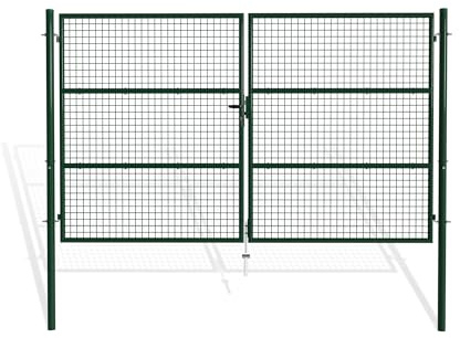 CASANOOV Portail Grillagé Acier OLGA 300x180 cm 3x1,8 m 5 m² Vert Mousse RAL 6005 Clôture Extérieur Sécurisé Robuste Maille 50x50 mm Fil 4 mm Poteaux Ø60 mm Thermolaqué Anti-Corrosion